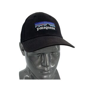 Patagonia Snapback Hat OSFM Black Front Patch Logo Adjustable Cap